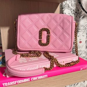 Marc Jacobs the status pink quilted crossbody bag
